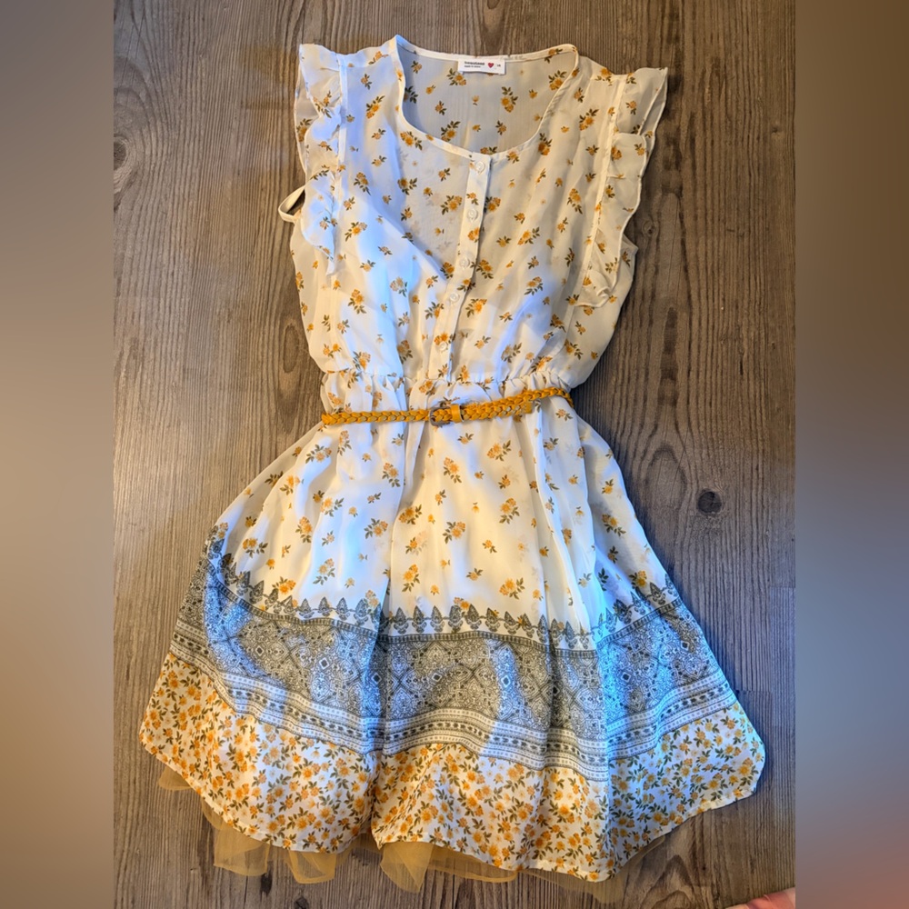 Beautees Yellow and White Floral Dress